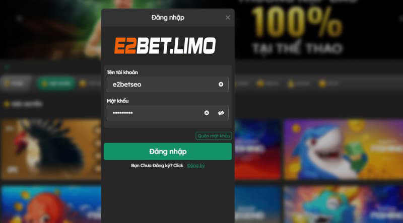 Hướng dẫn đăng nhập E2bet